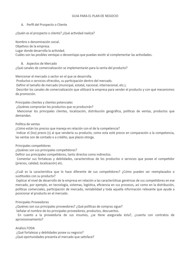 Guía Completa para un Plan de Negocio | PDF | Business | Marketing
