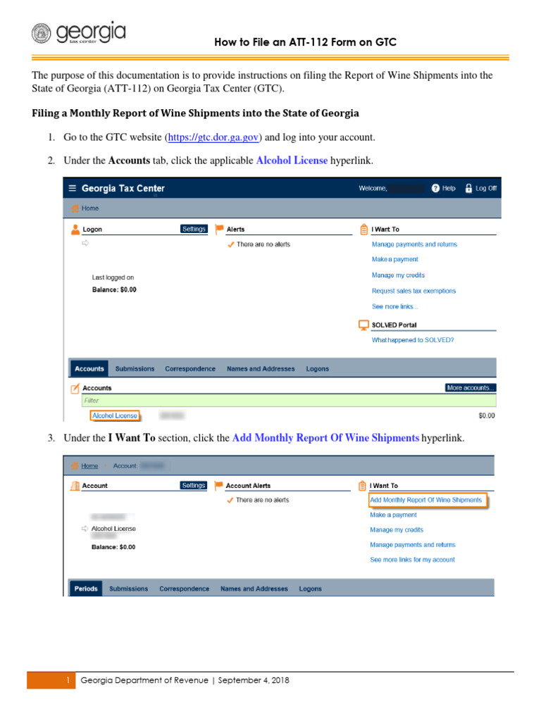Filing ATT-112 Form on GTC Guide | PDF