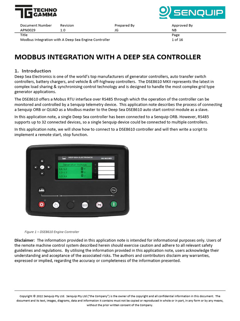 APN0029 Rev 1.0 - Modbus Integration With Deep Sea Engine Controller ...