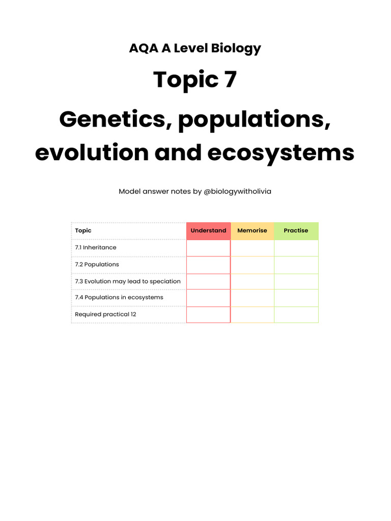 Topic 7 Genetics Populations Evolution And Ecosy 240613 125021