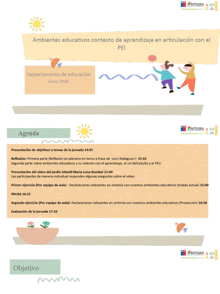 Ambientes Educativos y Aprendizaje PEI | PDF | Educación de la primera ...