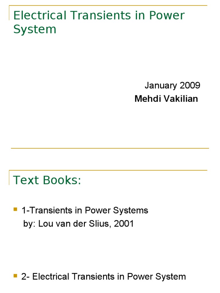 Electrical Transients in Power Systems | PDF | Electrical Network ...