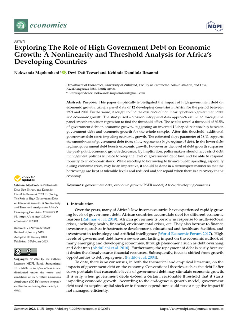 Exploring The Role of High Government Debt On Economic | PDF | Economic ...