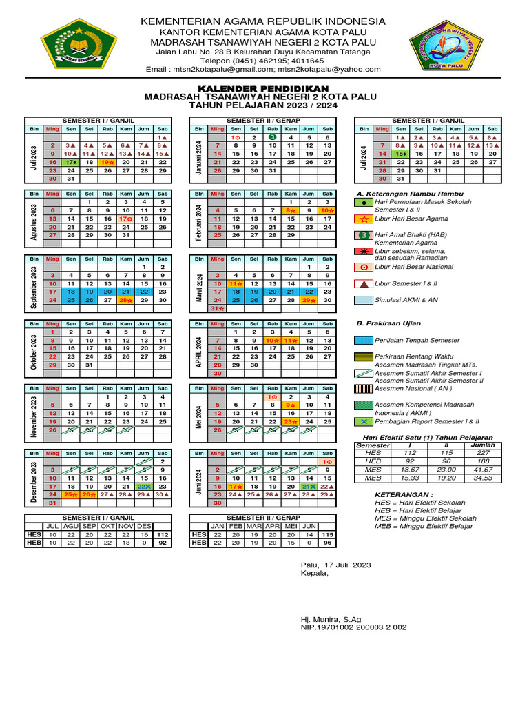 Kalender Pendidikan Tahun Pelajaran 2023 - 2024 Revisi | PDF