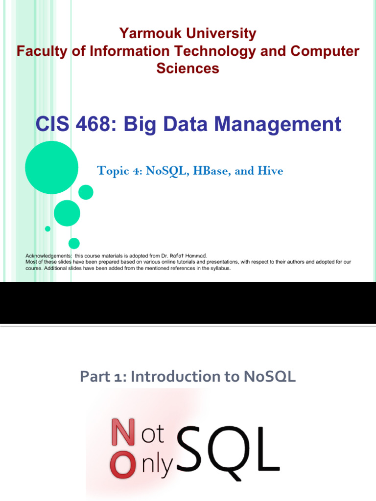CIS - 468 - 04 - NOSQL Databases and Big Data Storage Systems | PDF ...