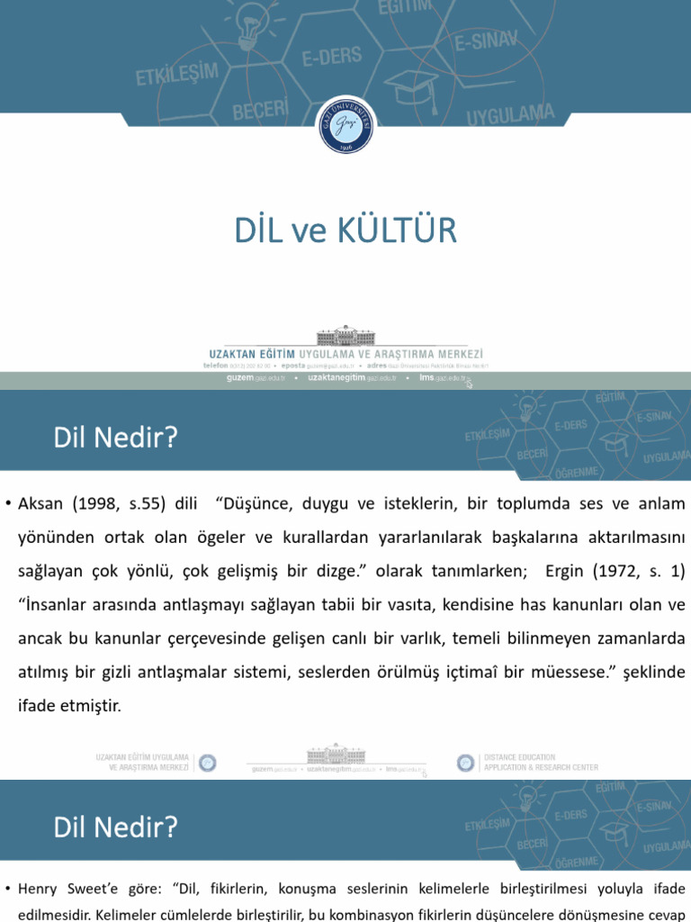 1 Hafta Dil Ve Dilin Ozellikleri Dil-Iletisim-Kultur Iliskisi Ve Dil | PDF