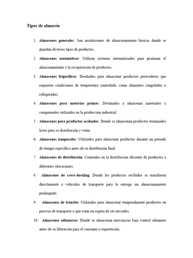 Tipos de almac n pdf almac n precios