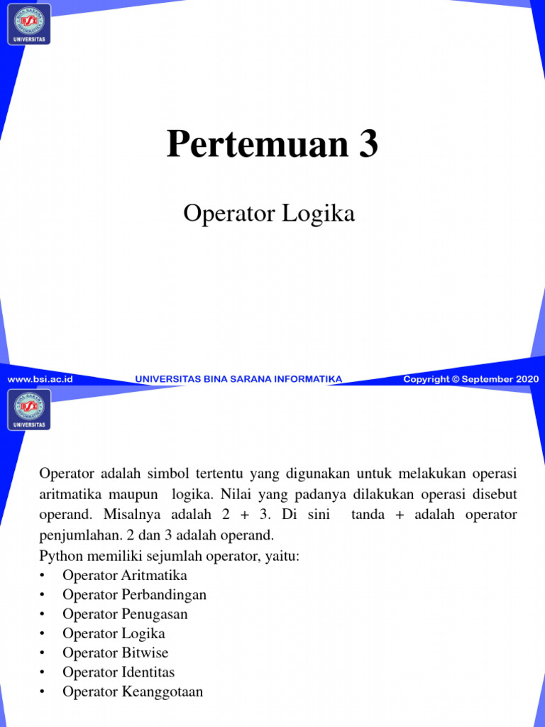Pertemuan 3: Operator Logika | PDF