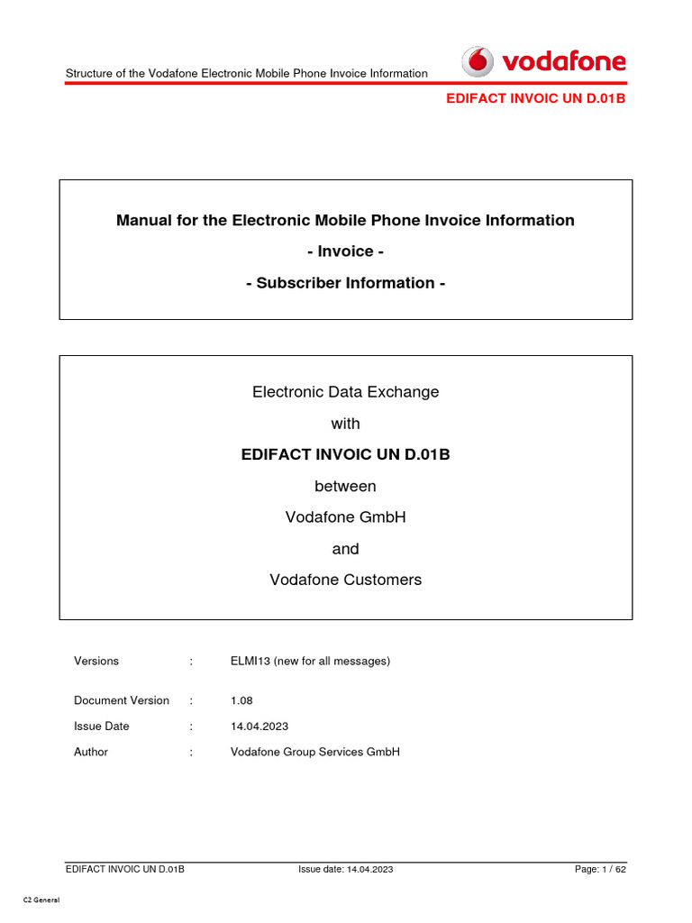 Vodafone Electronic Invoice Structure | PDF | Invoice | Telecommunications