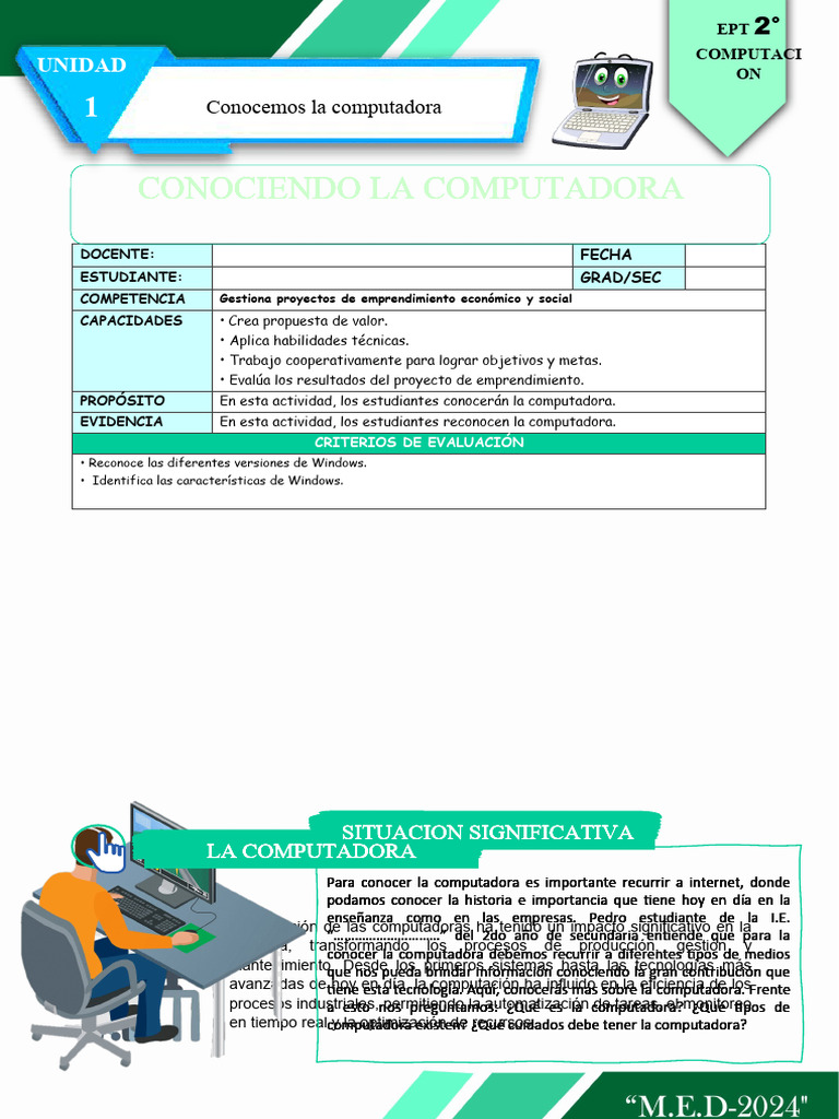Ficha de Actividad Ept 2°-Semana 1 | PDF | Hardware de la computadora ...