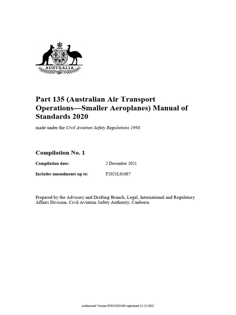 Part 135 Manual of Standards 2020 | PDF | Flight Recorder | Takeoff