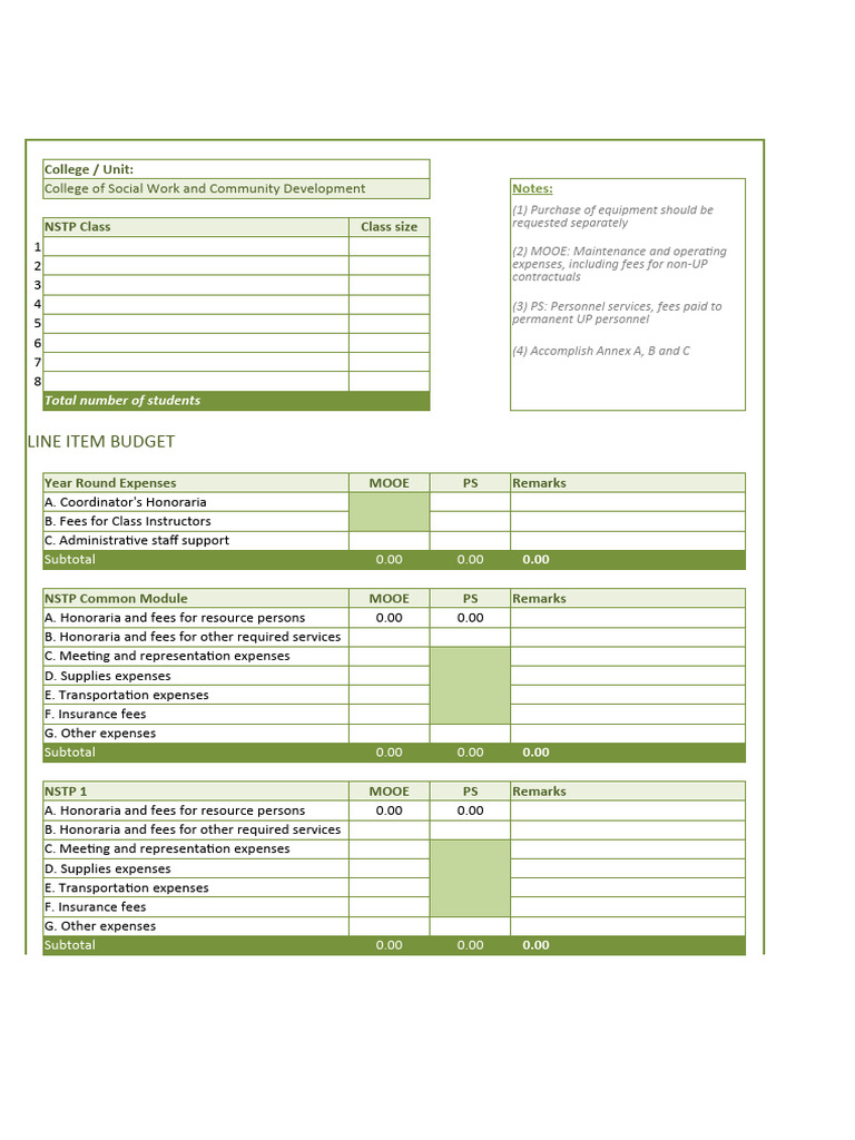 NSTP Budget Proposal Form | PDF