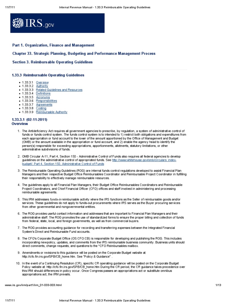 Reimbursable Operating Guidelines | PDF | Financial Transaction | Cost