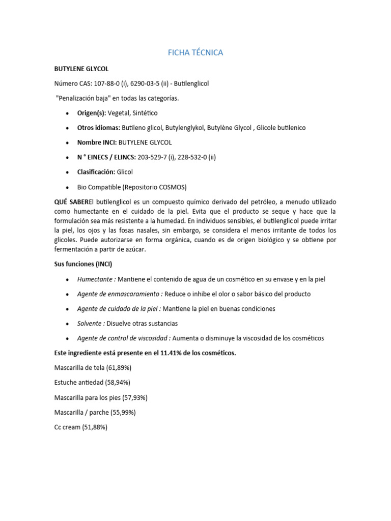 FICHA TÉCNICA-BUTILENGLICOL | PDF