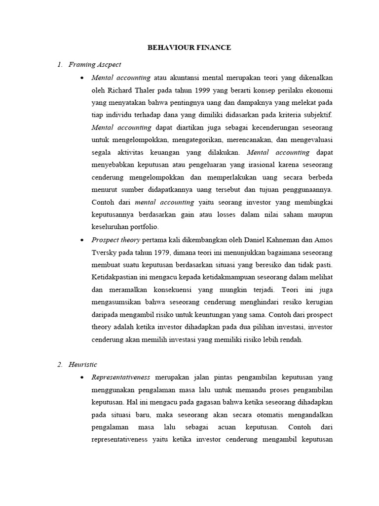 Prinsip Dasar Behavioral Finance | PDF