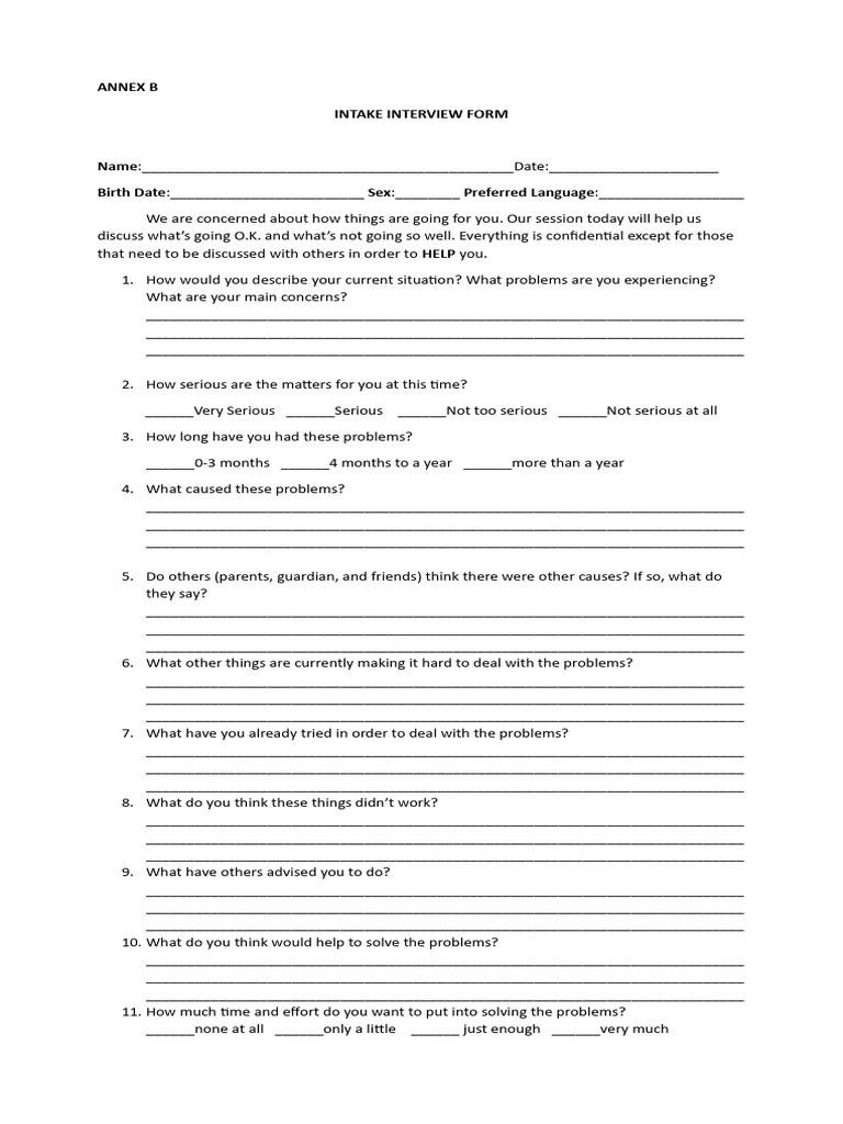 Annex B - Intake Interview Form | PDF