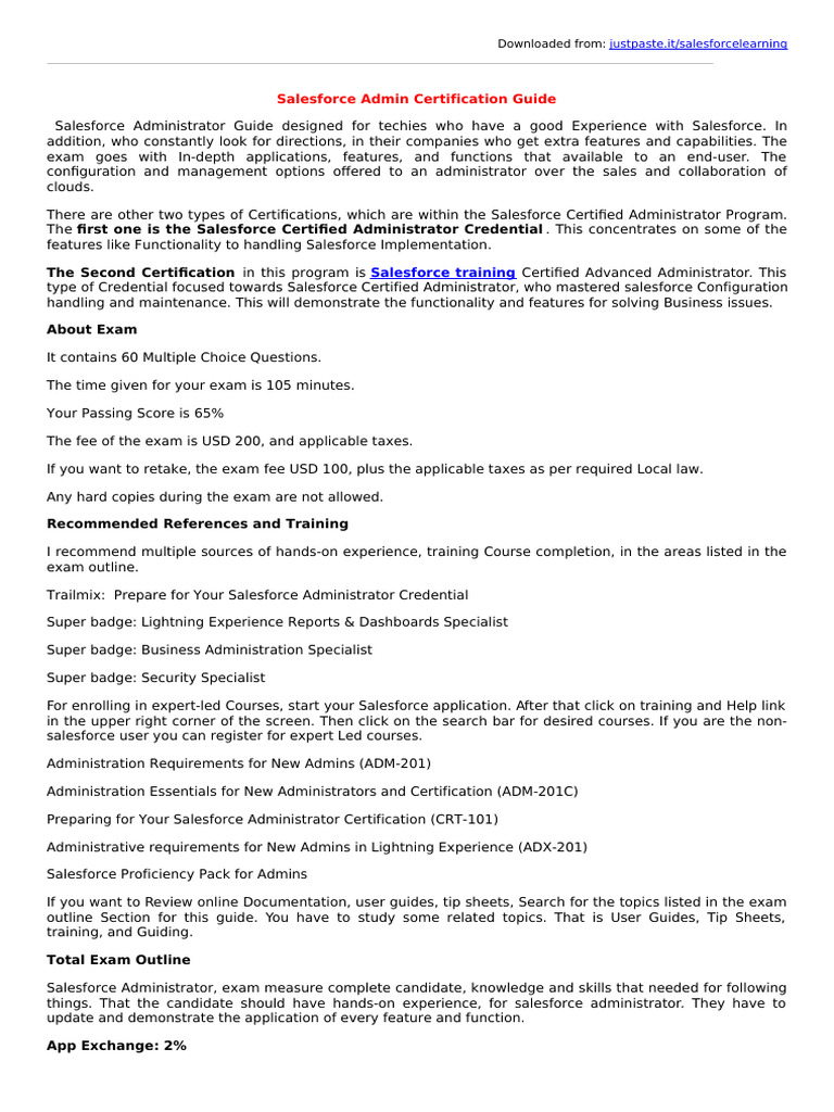 Salesforce Admin Exam Prep Guide | PDF | World Wide Web | Internet & Web