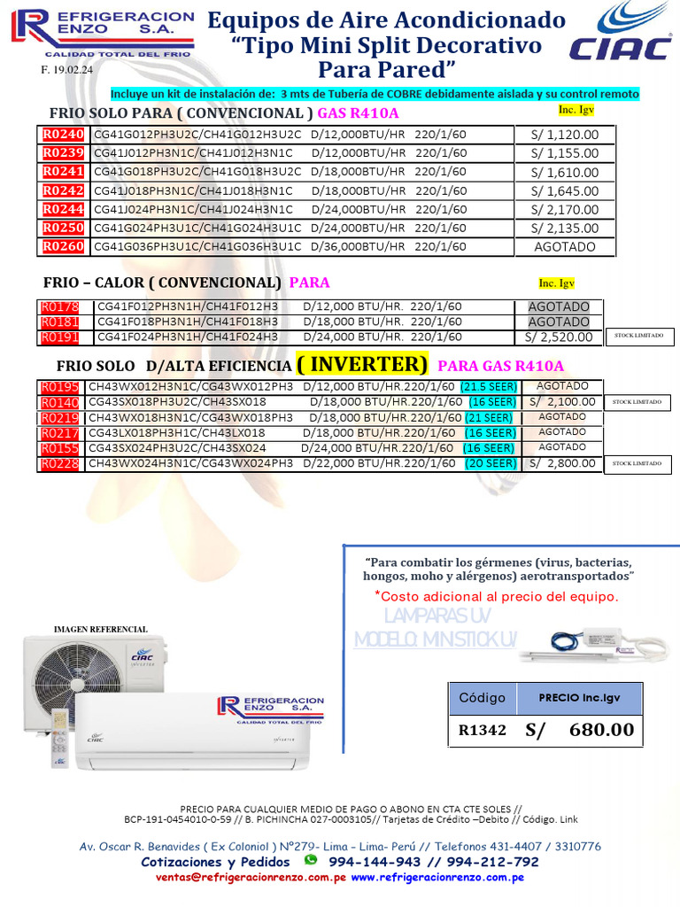 Mini Split Ciac1 PDF