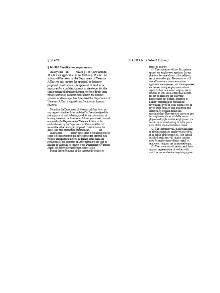 36 4392 38 cfr ch i 7 1 03 edition 36 4392 certification