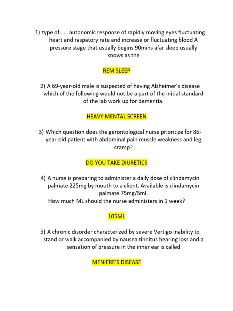 Key Nursing Insights for Elderly Care | PDF | Urinary Incontinence | Sleep