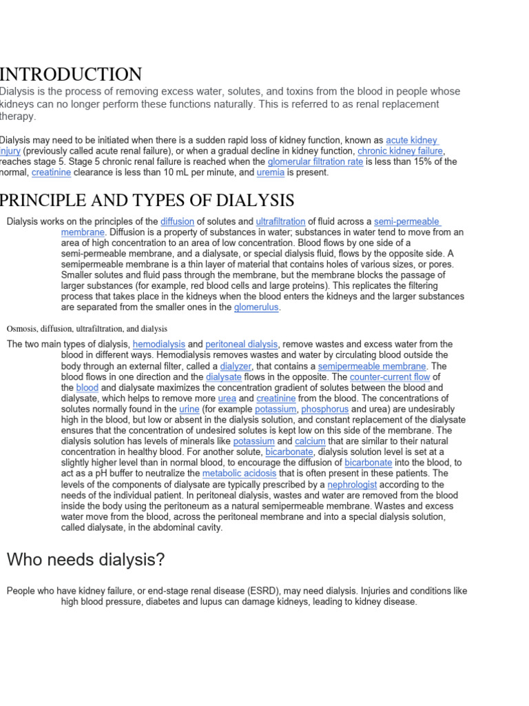Dialysis 104412 Pdf Hemodialysis Kidney