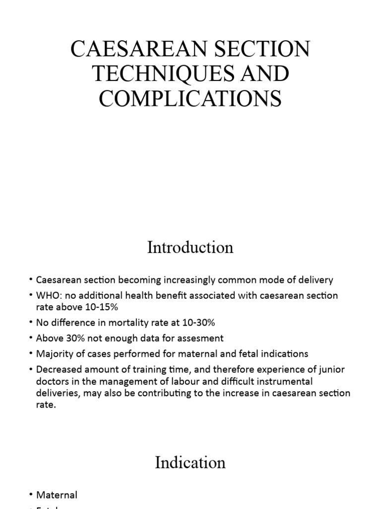 Caesarean Section: Techniques & Risks | PDF | Childbirth | Caesarean ...