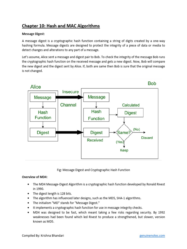 Chapter 10 Hash and MAC Algorithms | PDF | Cryptography | Algorithms