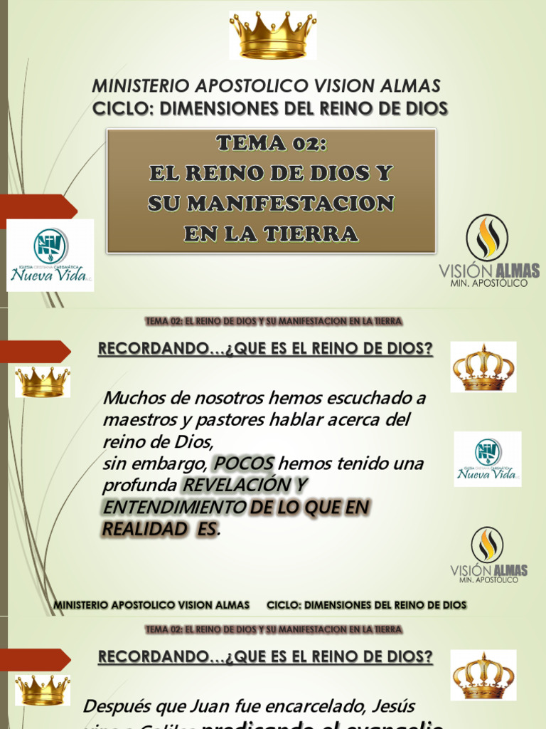 Reino de Dios Tema 02 El Reino de Dios y Su Manifestacion en La Tierra ...