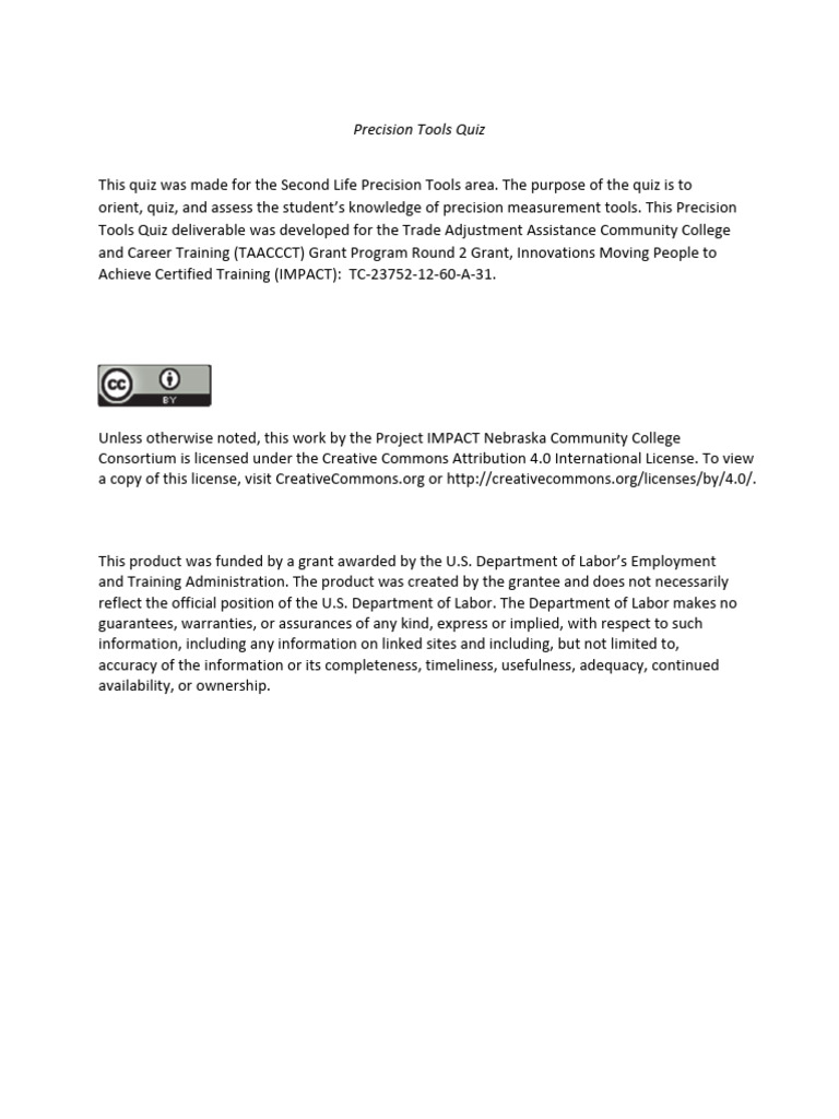 Reading A Micrometer Quiz [No Answers] PDF