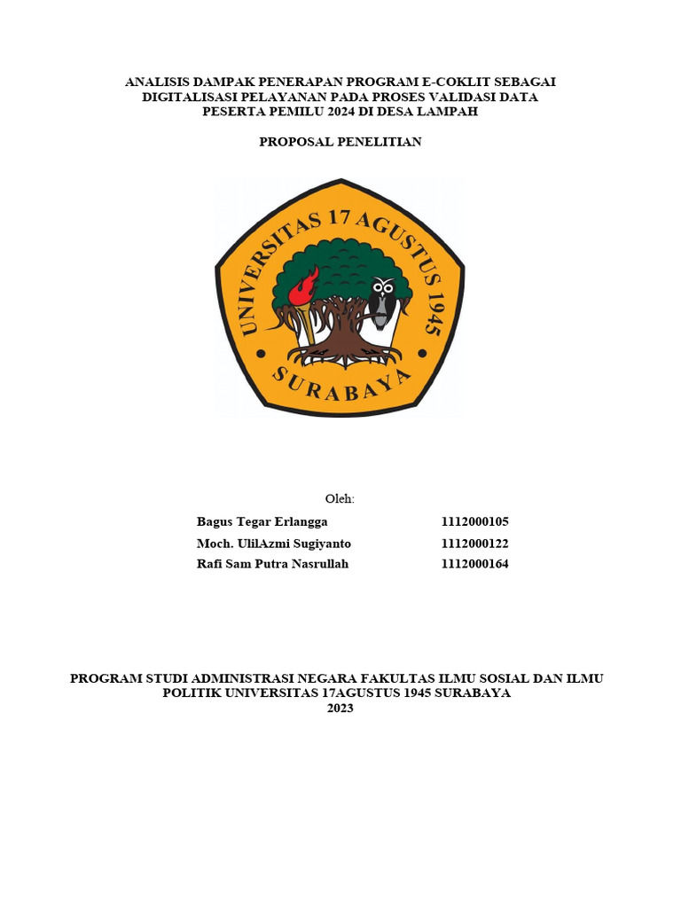 Kelompok E-Coklit Proposal Penelitian | PDF