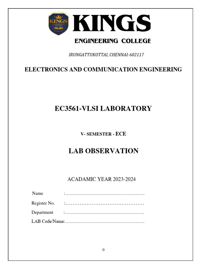EC3561 VLSI Lab Manual 2023-2024 | PDF | Hardware Description Language ...