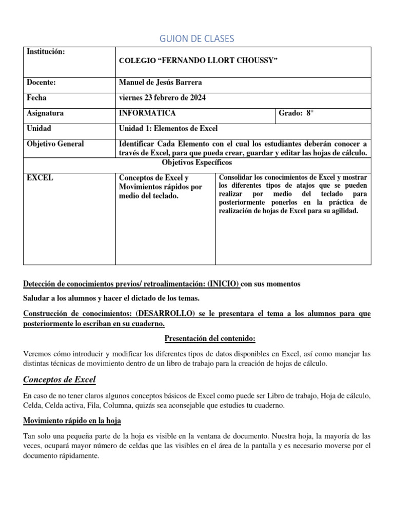 Atajos de Teclado en Excel para 8° Grado | PDF | Microsoft Excel | Hoja ...