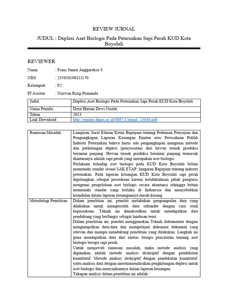 Deplesi Aset Sapi Perah di Boyolali | PDF