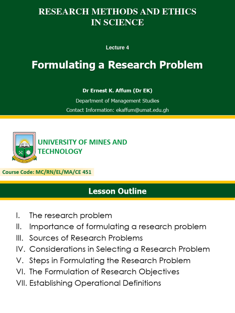 Formulating Research Problems in Science | PDF | Methodology | Knowledge