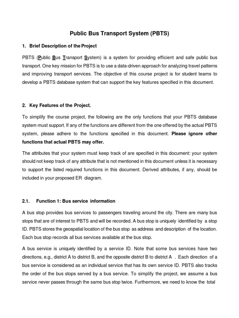 Public Bus Transport System Database Design | PDF | Bus | Fare