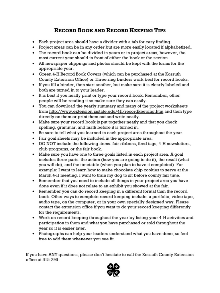 Record Book and Record Keeping Tips | PDF | Books