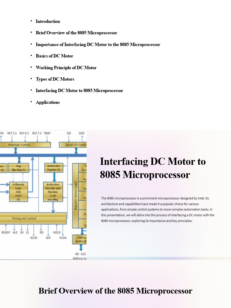 Interfacing DC Motors with 8085 Microprocessor | PDF | Electric Motor ...