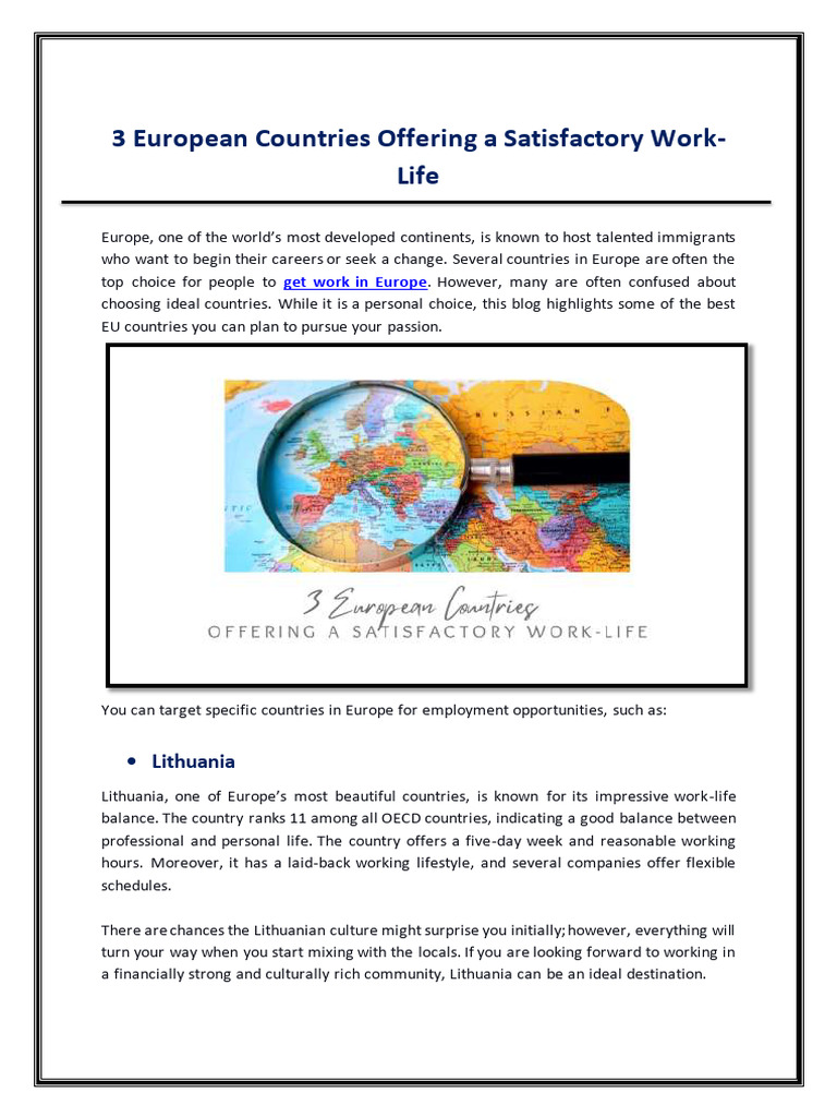 3 European Countries Offering A Satisfactory Work-Life | PDF | European ...