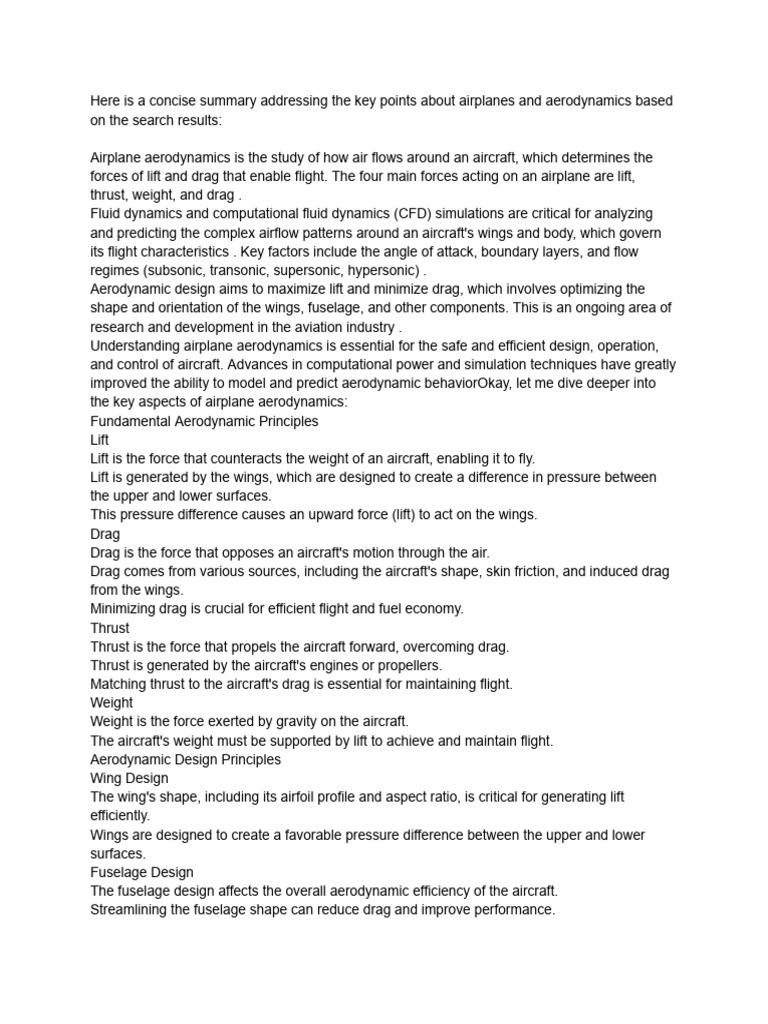 Here Is A Concise Summary Addressing The Key Points About Airplanes and ...