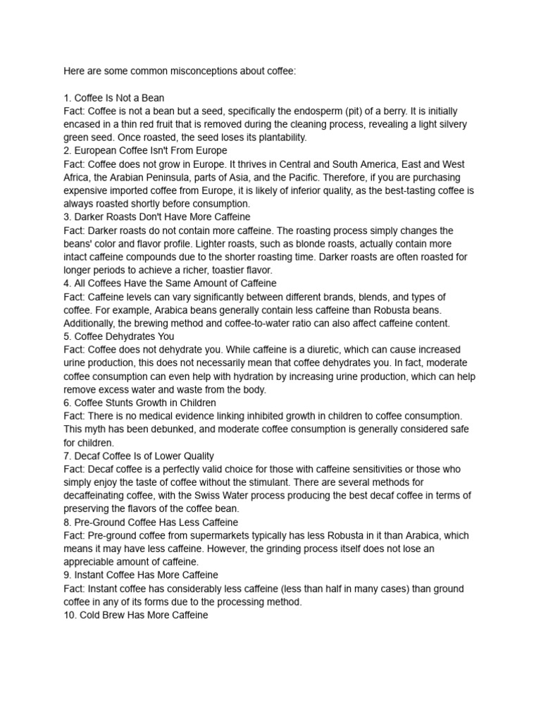 Here are some common misconceptions about coffee_ PDF Coffee Caffeine