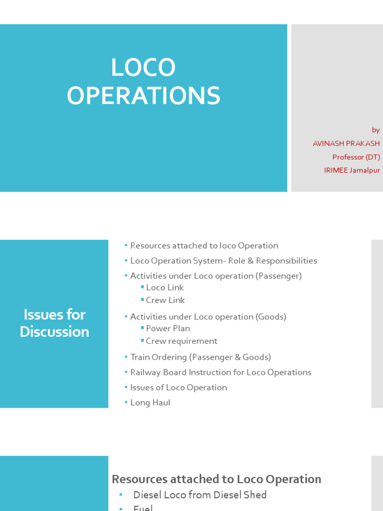 Presentation On Loco Operation | PDF | Locomotives | Train