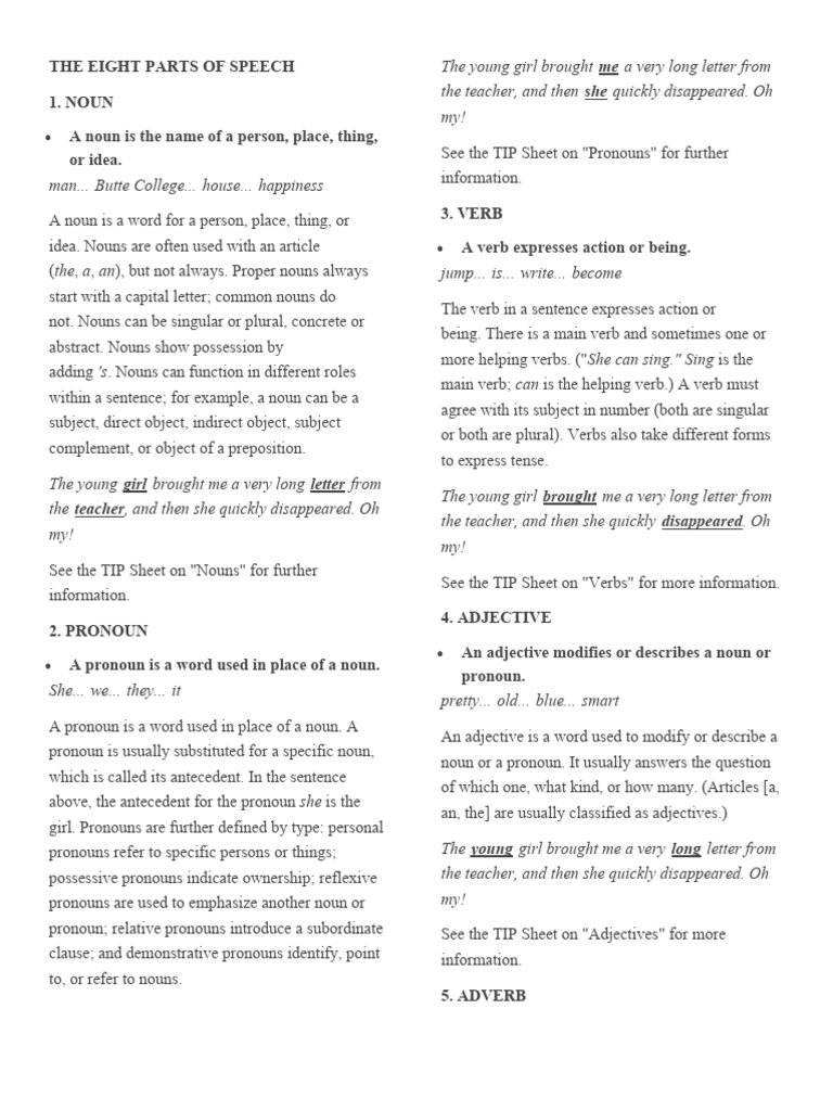 Understanding the Eight Parts of Speech | PDF | Pronoun | Noun