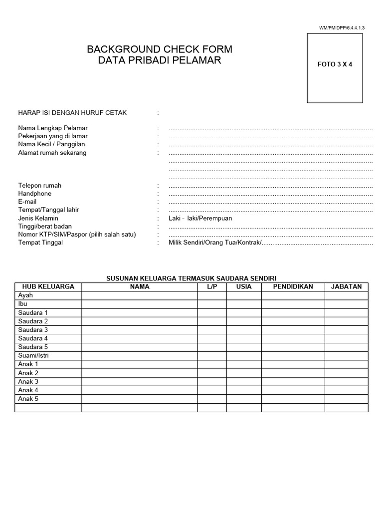Form Background Check | PDF | Karier & Perkembangan | Bisnis