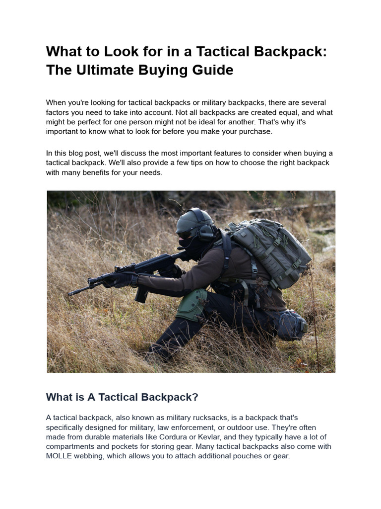 Choosing A Tactical Backpack: Complete Guide – BDXQV