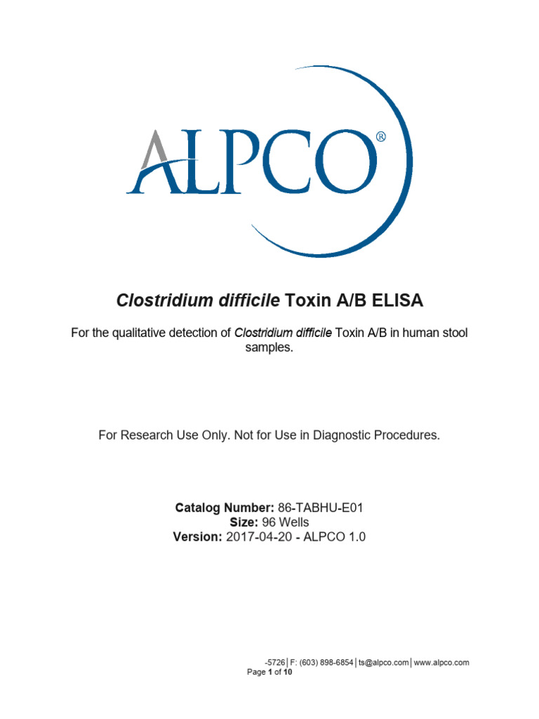 C. difficile Toxin A/B ELISA Kit Guide | PDF | Elisa