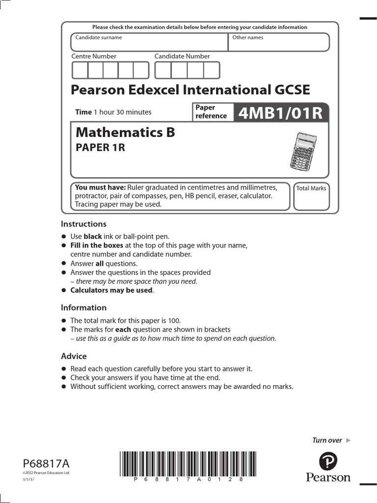 Igcse edexcel maths b jan 22 paper 1r qp pdf significant figures area