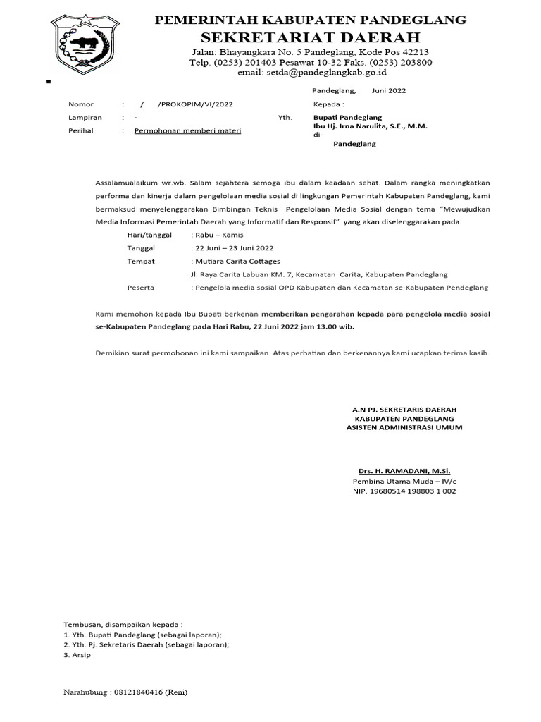 Surat Permohonan Menjadi Narasumber Pdf