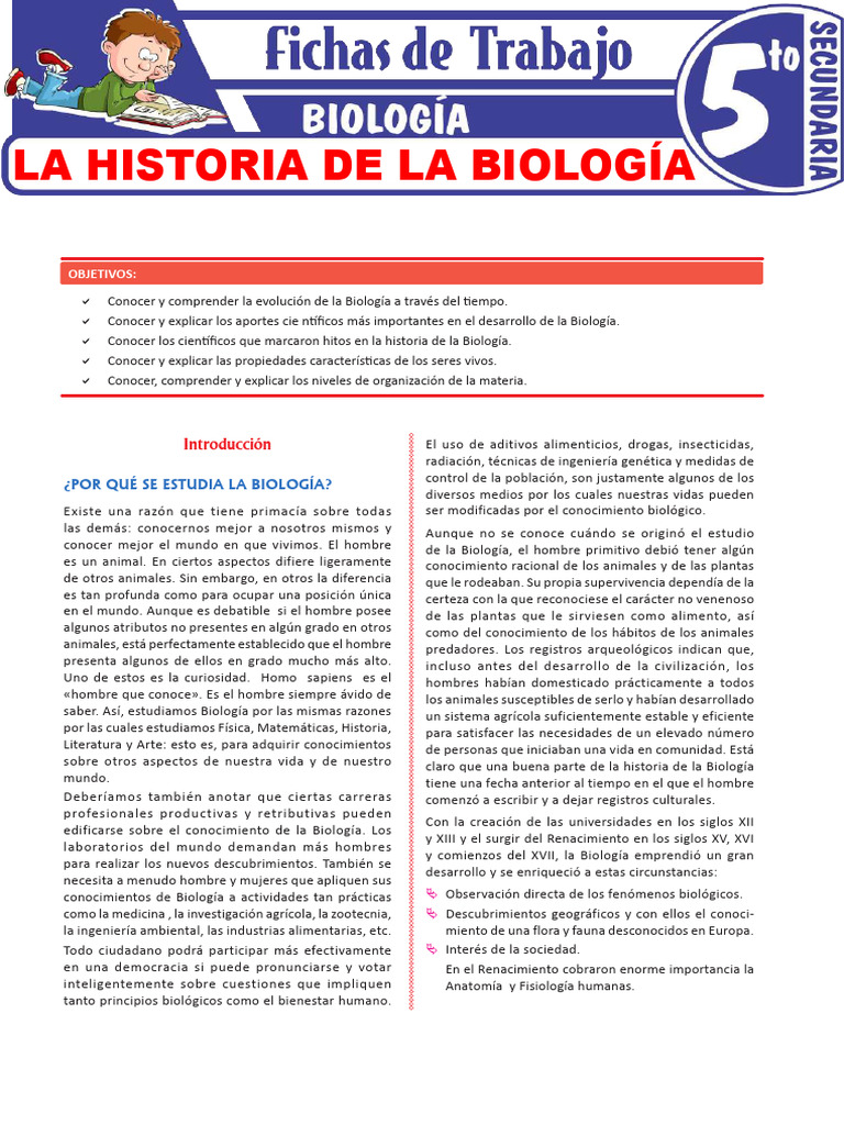 LaBiologiaysuhistoriaparaQuintoGradodeSecundaria PDF 5to