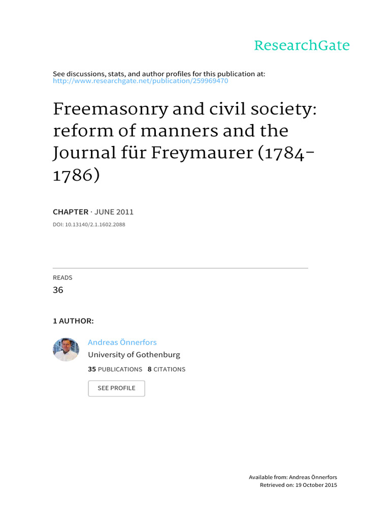Freemasonry's Role in Civil Society Reform | PDF | Freemasonry | Age Of ...