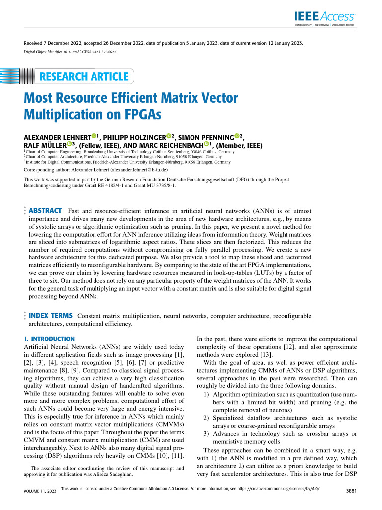 Efficient Matrix-Vector Multiplication on FPGAs | PDF | Matrix ...